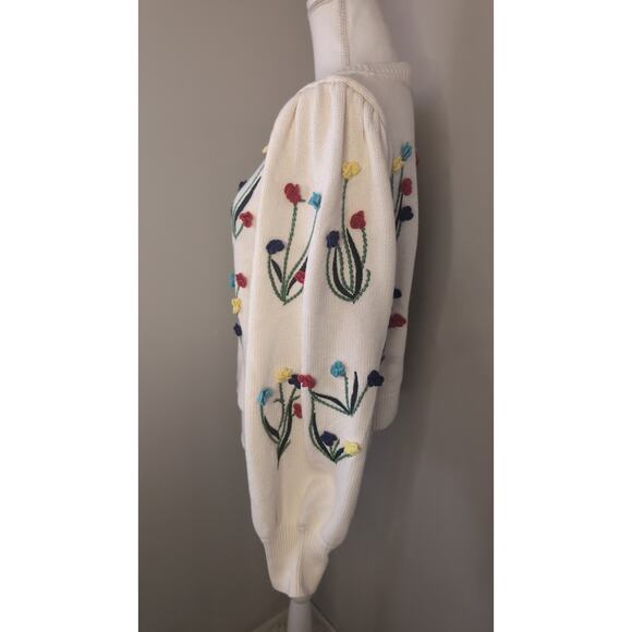 Alice+Olivia Wendell crochet colorful flower sweater - Picture 4 of 9